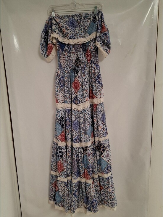 Dresses & Skirts - Tipsy Gypsy by Cristina Franco Bohemian Off-Shoulder Maxi Dress Size M/L